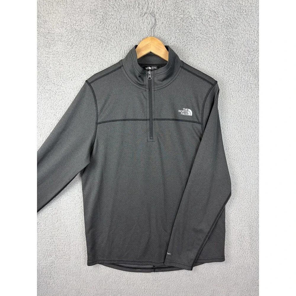 North Face FlashDry Pullover Mens M Golf Gray 1/4 Zip Long Sleeve Top Athletic
